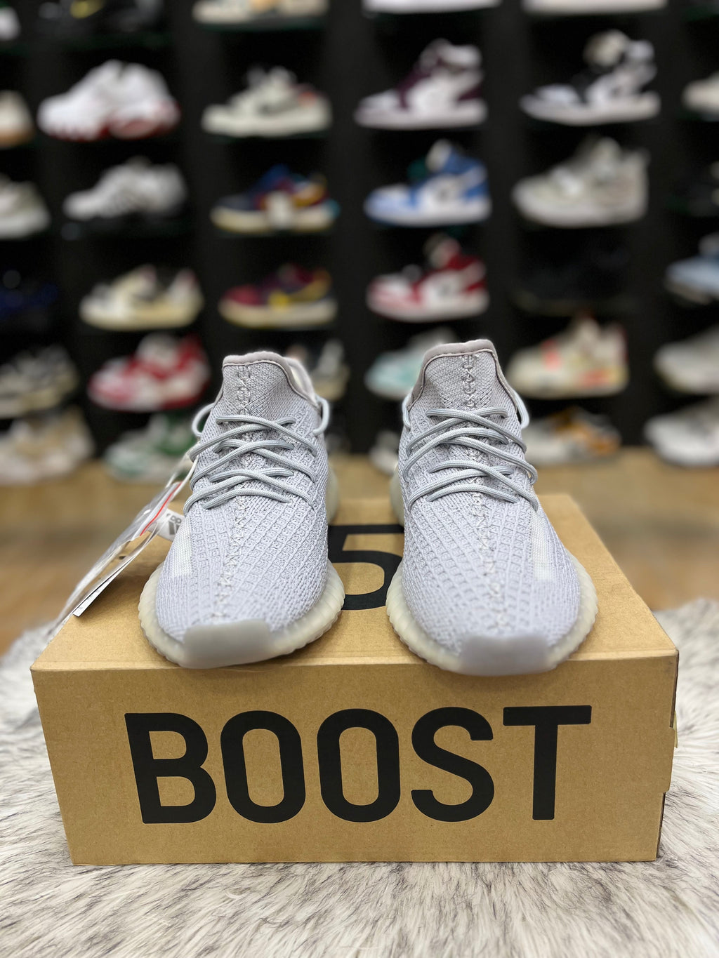 Light grey Adidas Yeezy Boost 350 V2 'Tail Light' sneaker,