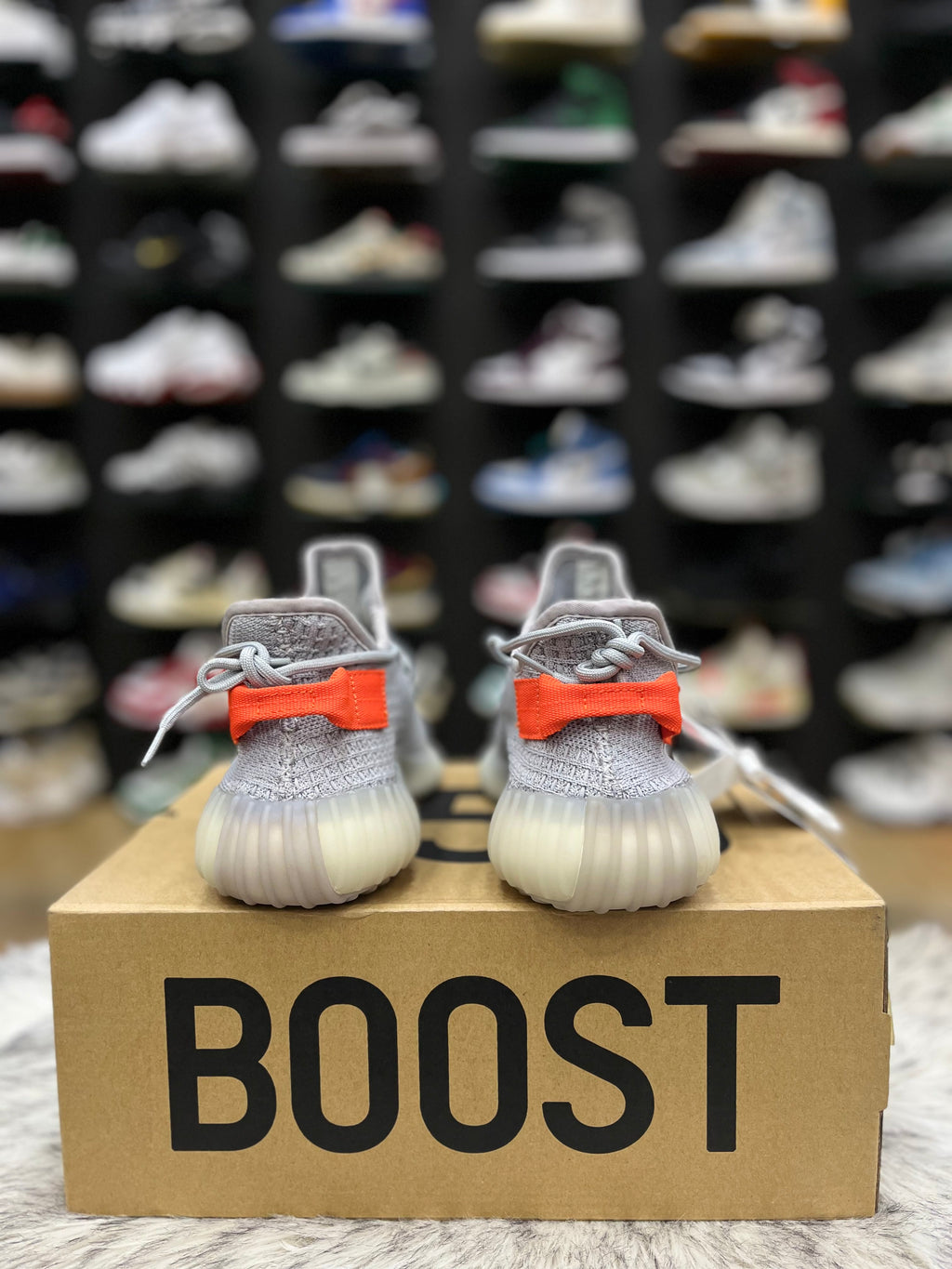 Light grey Adidas Yeezy Boost 350 V2 'Tail Light' sneaker,